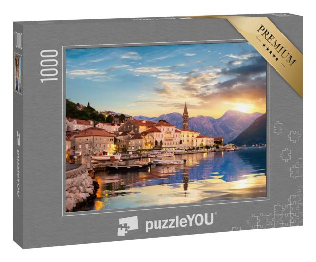 Puzzle 1000 Teile „Abend in Perast in der Bucht von Kotor, Montenegro“
