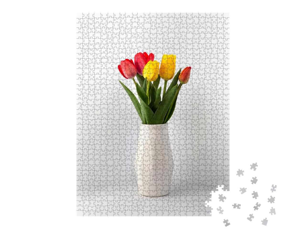 Puzzle 1000 Teile „Blumenstrauß aus roten und gelben Tulpen“