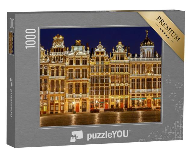 Puzzel 1000 stukjes „Grote Markt in Brussel bij nacht“