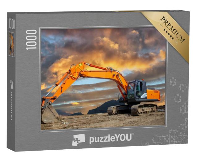 Puzzel 1000 stukjes „Een rupsgraafmachine op een bouwterrein“