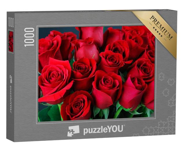 Puzzel 1000 stukjes „Een boeket rode rozen“