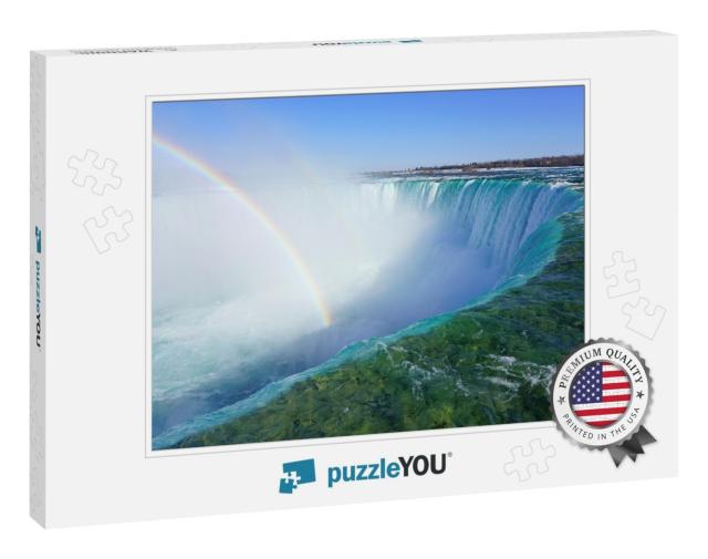 Rainbow Over the Horseshoe Falls Over Frozen Ice & Snow o... Jigsaw Puzzle