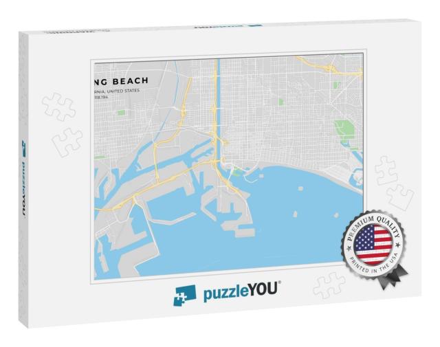 Printable Street Map of Long Beach Including Highways, Ma... Jigsaw Puzzle