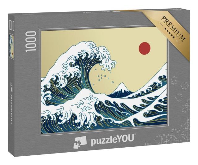 Puzzle 1000 Teile „Illustration: Ozean von Kanagawa, Japan“