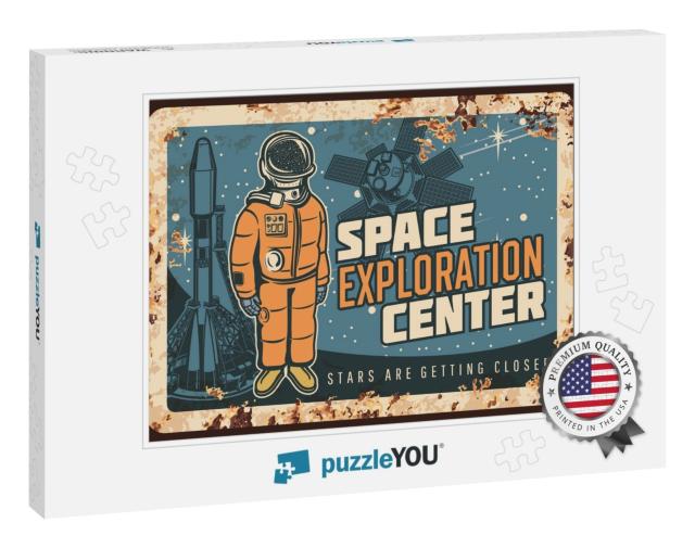 Space Exploration Center Vector Rusty Metal Plate. Astron... Jigsaw Puzzle
