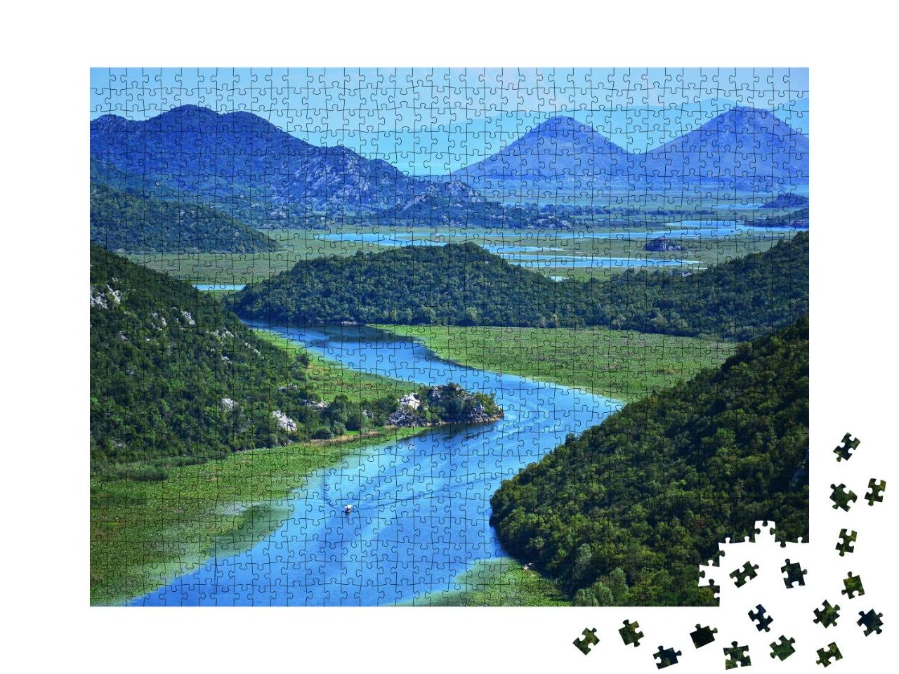 Puzzle 1000 Teile „Panorama eines gewundenen Flusses, Weitblick, Aussicht“