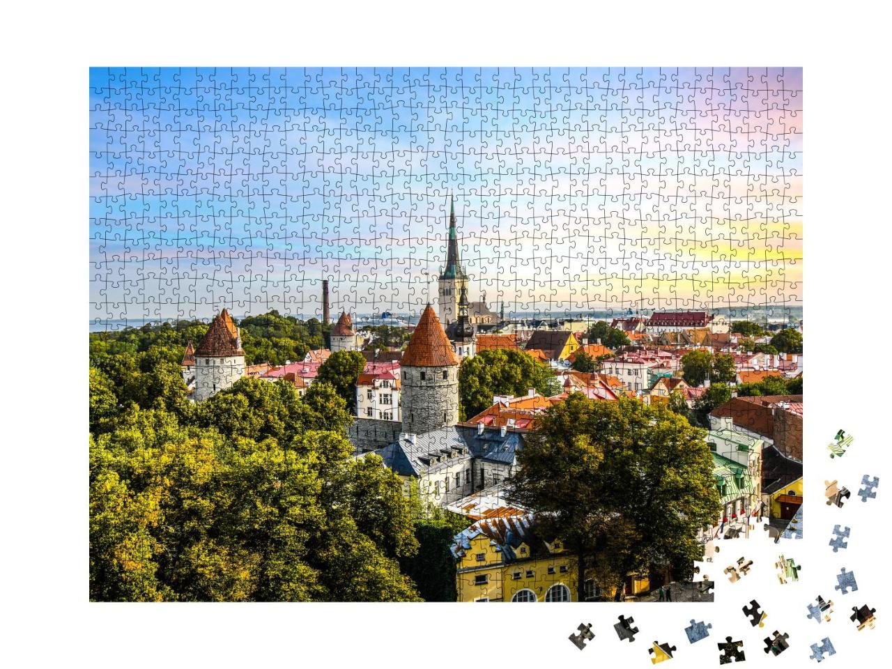 Puzzle 1000 Teile „Blick auf die mittelalterliche Stadt Tallinn in Estland“
