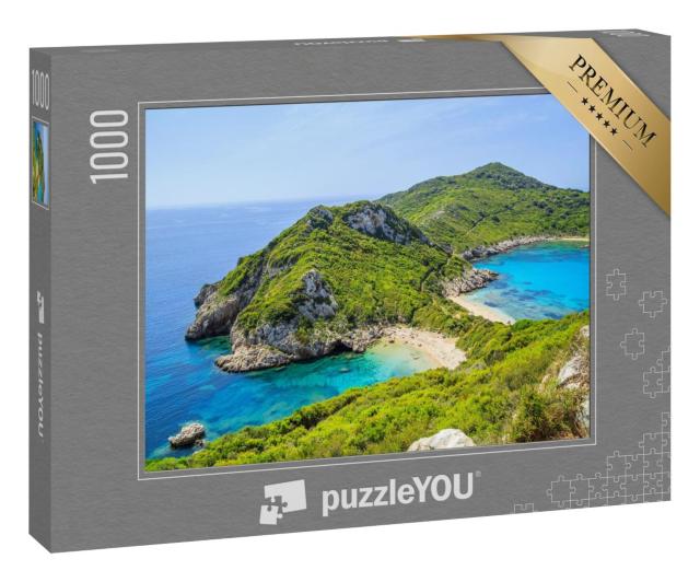 Puzzle 1000 Teile „Panorama des Strandes Prto Timoni, Korfu, Griechenland“