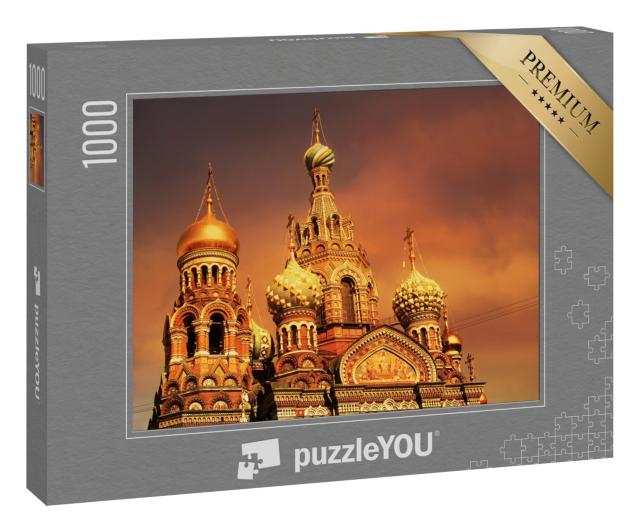 Puzzle 1000 Teile „Kirche des Erlösers von St. Petersburg bei Sonnenuntergang, Russland“