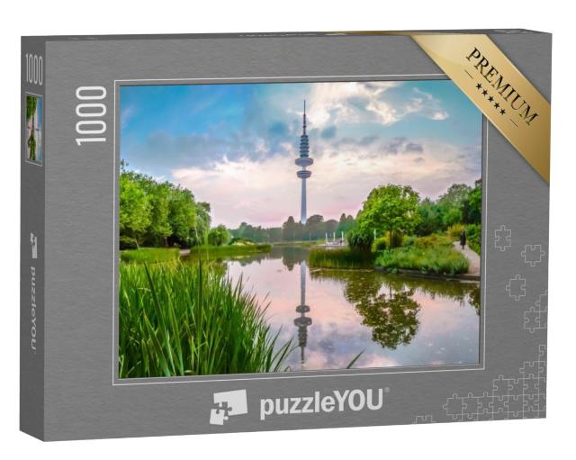 Puzzel 1000 stukjes „Planten um Blomen Park met de Heinrich Hertz toren, Hamburg“