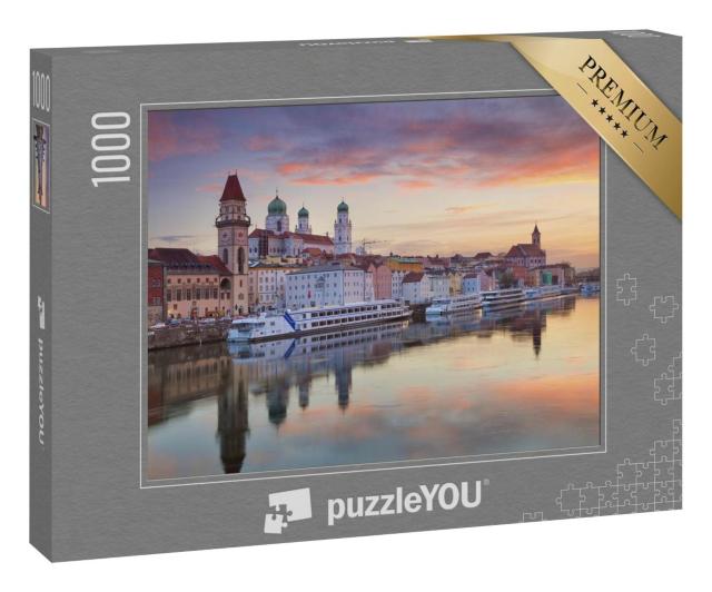 Puzzle 1000 Teile „Passau: Stadt bei Sonnenuntergang, Bayern, Deutschland“