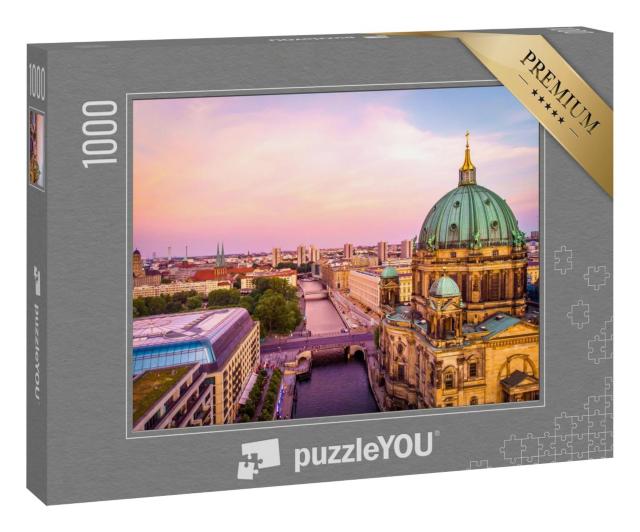 Puzzle 1000 Teile „Stadtpanorama: Berliner Kuppel nach Sonnenuntergang, Deutschland“