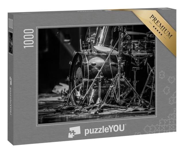 Puzzle 1000 Teile „Nahaufnahme eines Schlagzeugs, schwarz-weiß“