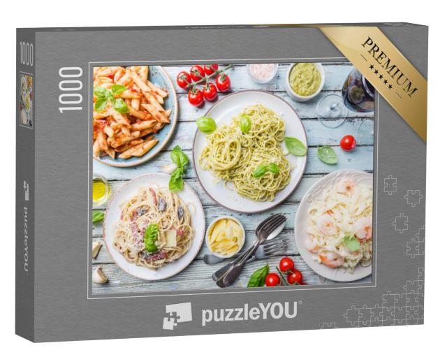 Puzzel 1000 stukjes „Een selectie van heerlijke pastagerechten“