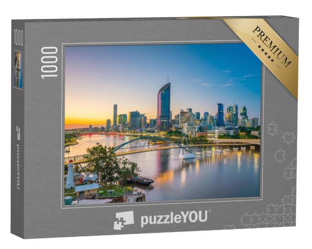 Puzzel 1000 stukjes „Skyline van Brisbane bij schemering, Australië“