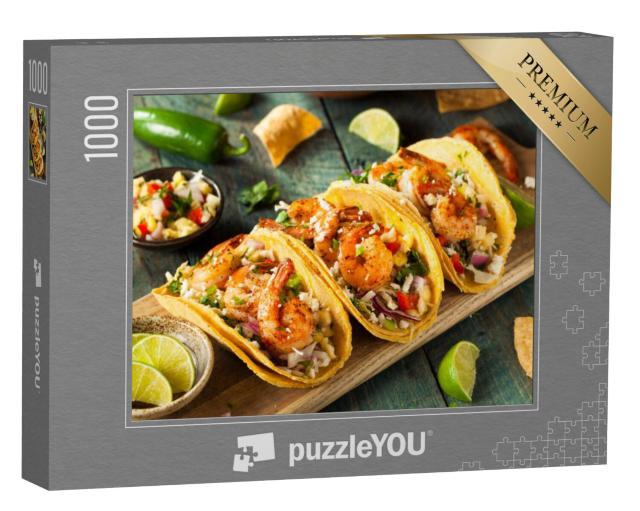 Puzzel 1000 stukjes „Taco's van garnalen met zelfgemaakte salsa“