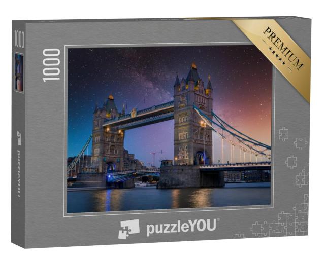 Puzzel 1000 stukjes „Heldere sterrennacht boven de Tower Bridge in Londen“