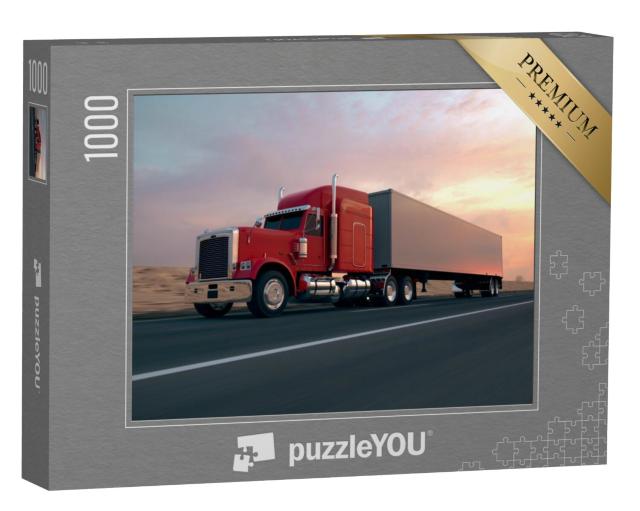 Puzzel 1000 stukjes „18-wielige vrachtwagen op de weg“