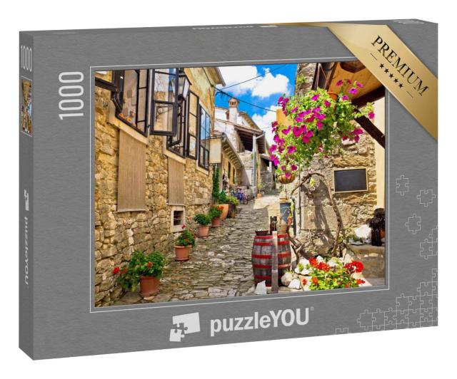 Puzzle 1000 Teile „Bunte alte Steinstraße in Hum, Istrien, Kroatien“