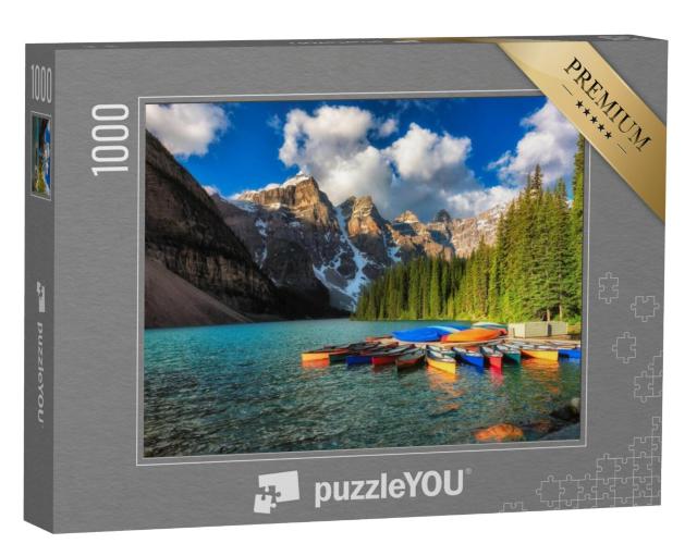 Puzzel 1000 stukjes „Kano's op Lake Moraine, Banff National Park in de Rocky Mountains, Alberta, Canada“