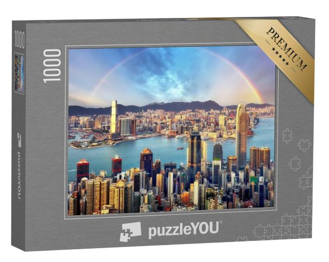 Puzzel 1000 stukjes „Regenboog boven Hongkong“