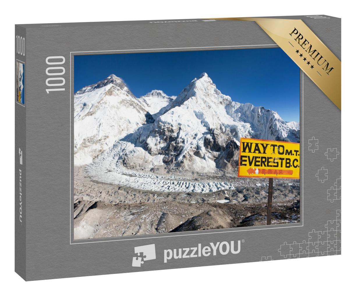 Puzzle 1000 Teile „Wegweiser zum Mount Everest Basislager, Nepal“
