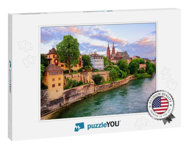 The Old Town of Basel with Red Stone Munster Cathedral &... Jigsaw Puzzle