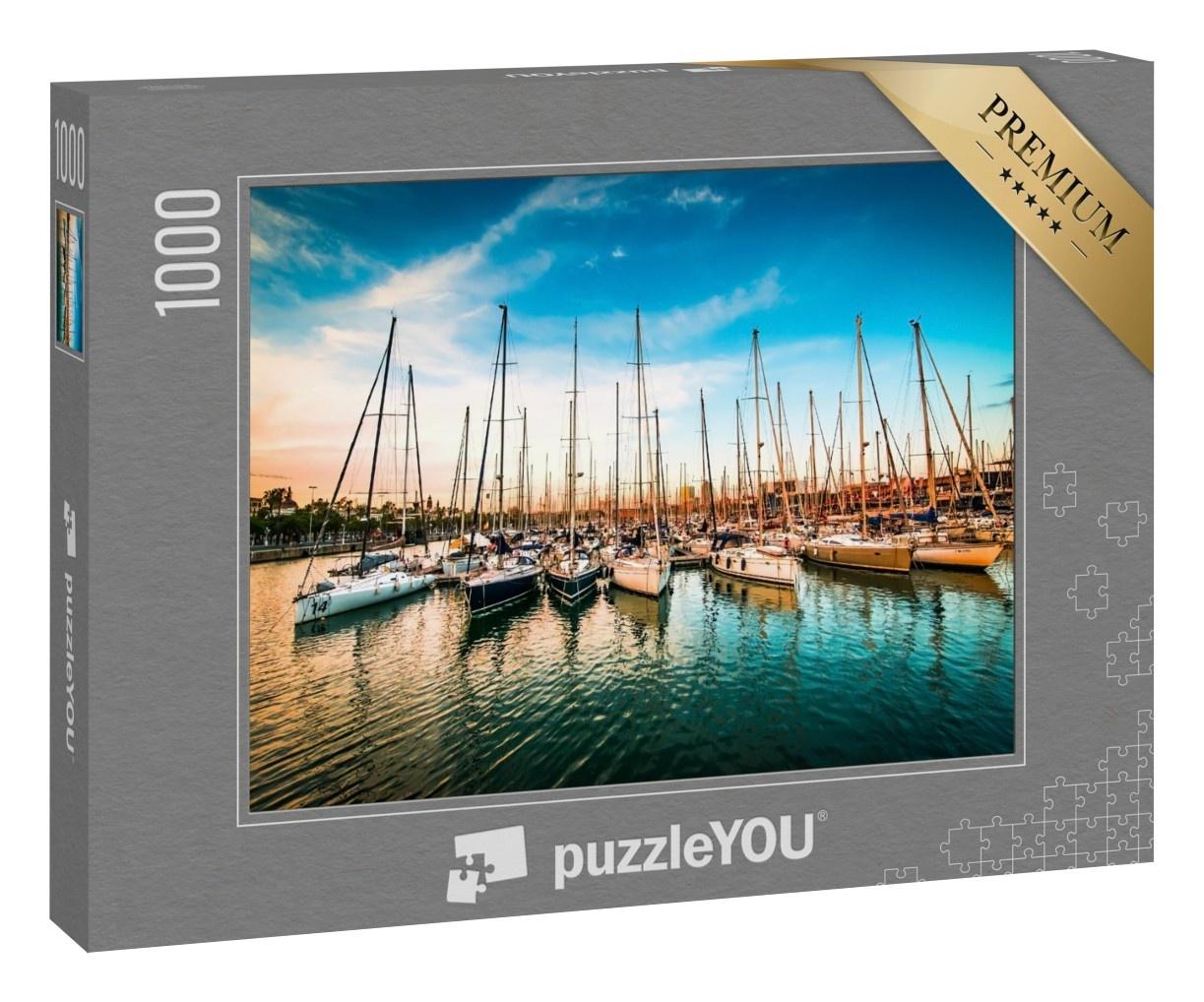 Puzzle 1000 Teile „Meeresbucht mit Yachten bei Sonnenuntergang“
