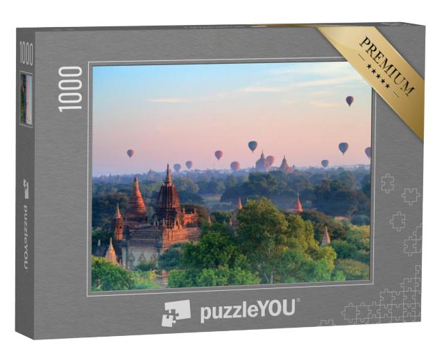 Puzzel 1000 stukjes „Luchtballonnen boven pagodes bij zonsopgang in Bagan, Myanmar“