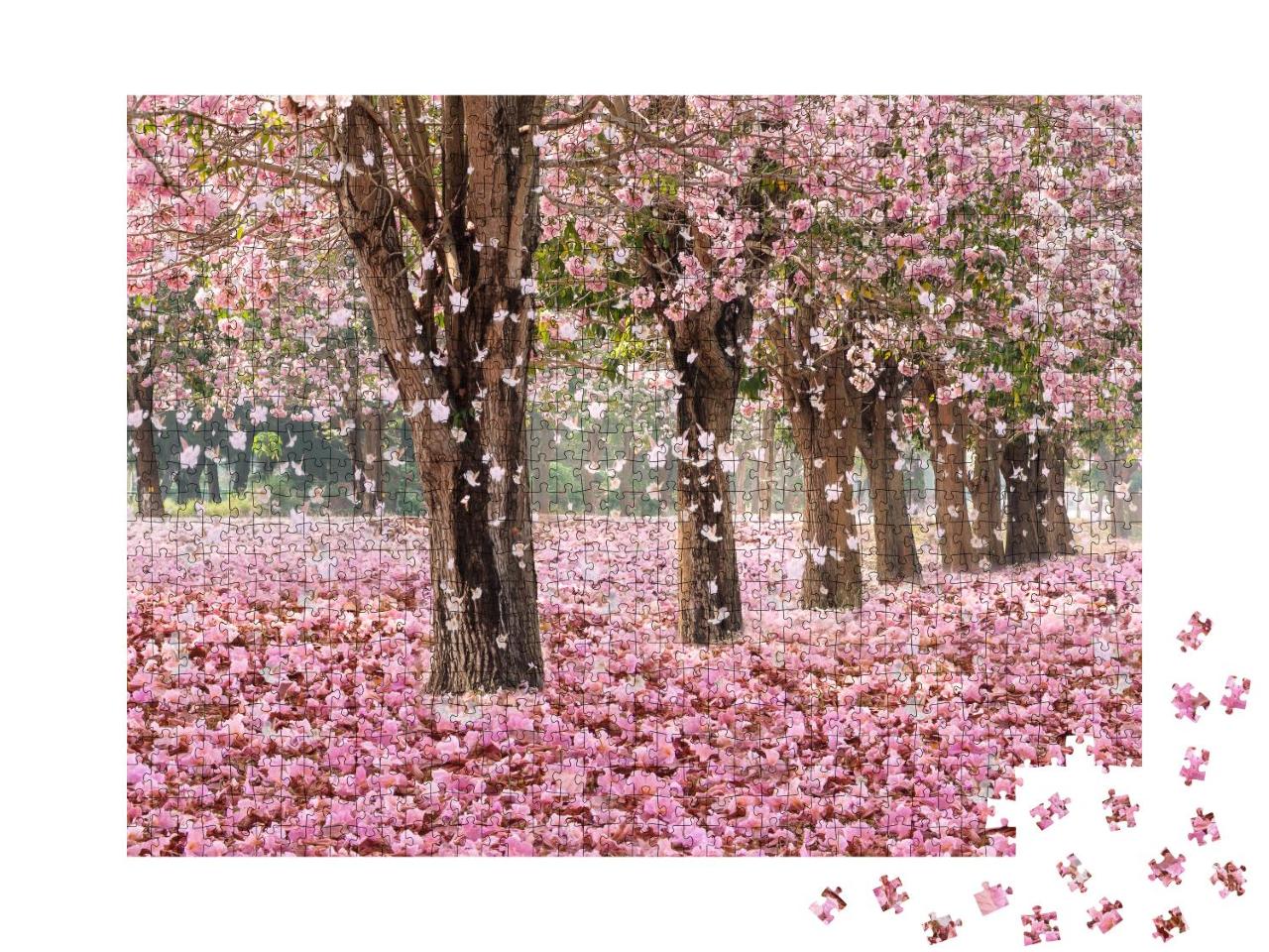 Puzzle 1000 Teile „Rosa Blüten bilden einen romantischen Tunnel“