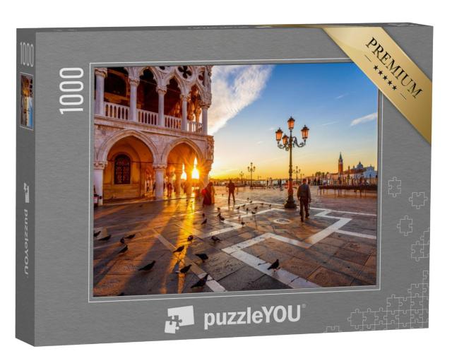 Puzzel 1000 stukjes „San Marcoplein en Dogenpaleis bij zonsopgang, Venetië, Italië“