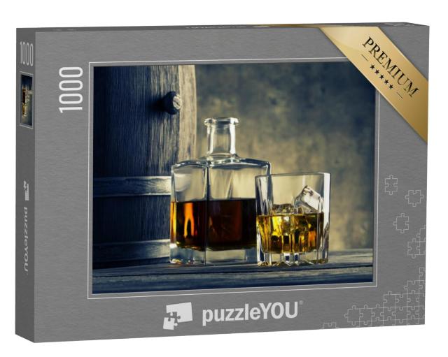 Puzzel 1000 stukjes „Glazen karaf en whiskyvat“