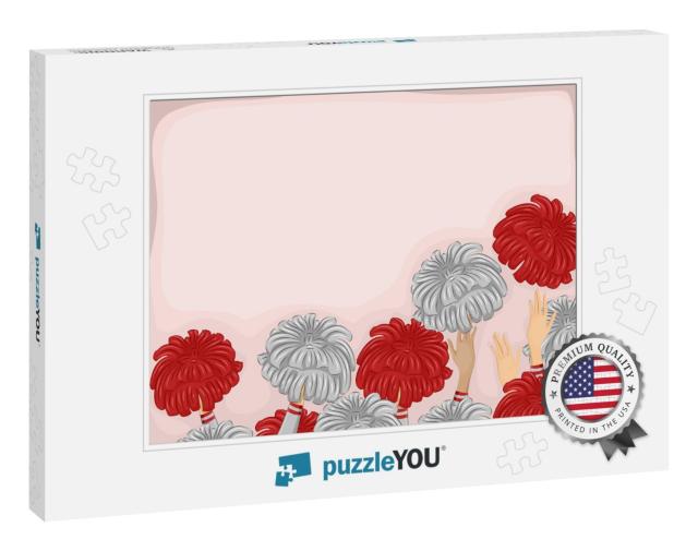 Background Illustration of Cheerleader Hands Throwing Pom... Jigsaw Puzzle