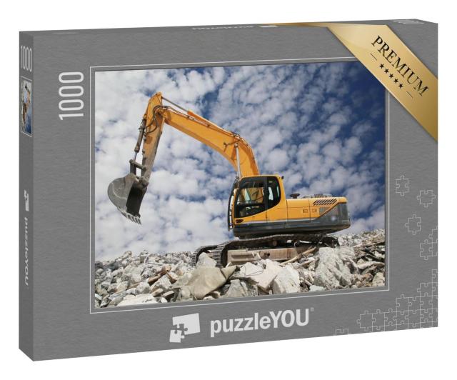 Puzzle 1000 Teile „Bagger gräbt den Boden für das Fundament“