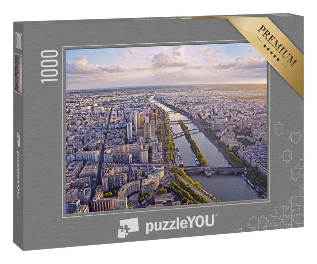 Puzzle 1000 Teile „Blick vom Eiffelturm: Paris am Abend“