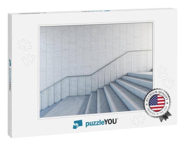 Concrete Bright Stairs with Empty Place on the Wall, Road... Jigsaw Puzzle