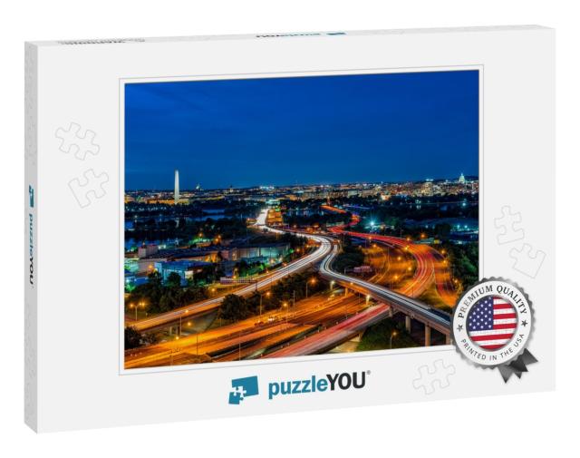 Sunset Over Washington D. C. from Arlington Virginia Roof... Jigsaw Puzzle
