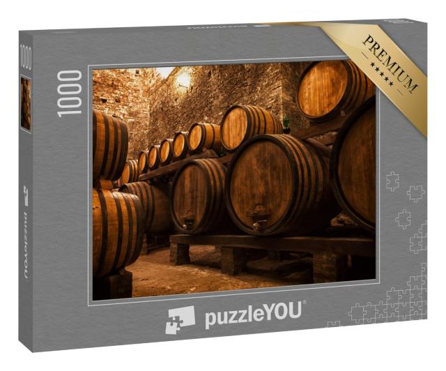 Puzzle 1000 Teile „Weinkeller mit Fässern für die Lagerung von Wein, Italien“