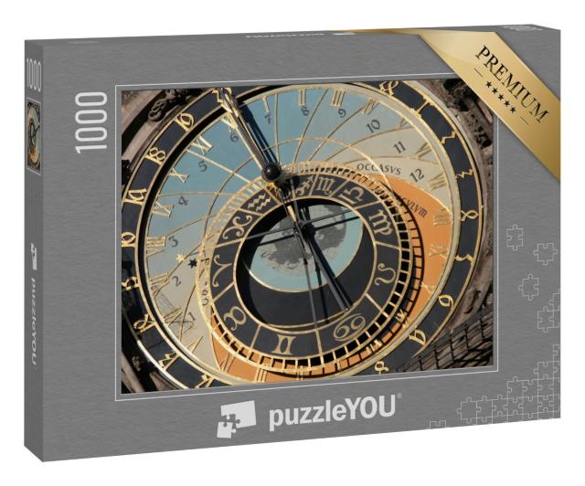 Puzzle 1000 Teile „Uhr, arabische und römische Ziffern, Tierkreiszeichen, Sternzeichen“