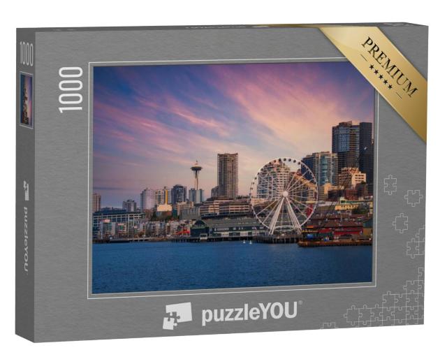 Puzzel 1000 stukjes „Downtown Seattle - Skyline met reuzenrad“