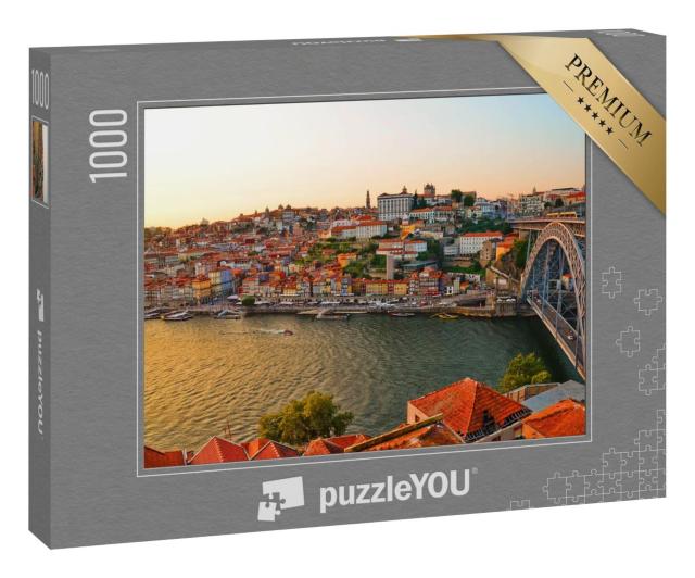 Puzzle 1000 Teile „Sonnenuntergang über dem Fluss Douro in Porto, Portugal“