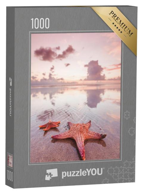 Puzzel 1000 stukjes „Twee zeesterren op het strand, Bali, Double Six Beach“