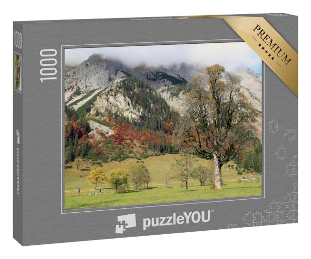 Puzzle 1000 Teile „Herbstliches Karwendelgebirge beim Naturdenkmal Großer Ahornboden, Österreich“