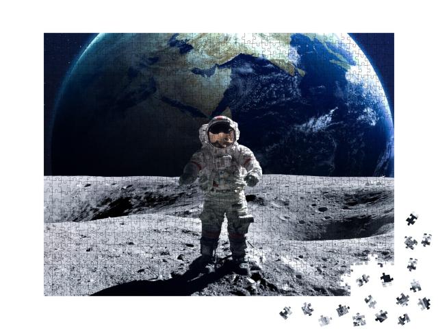 Puzzle 1000 Teile „Astronaut beim Weltraumspaziergang auf dem Mond, NASA“