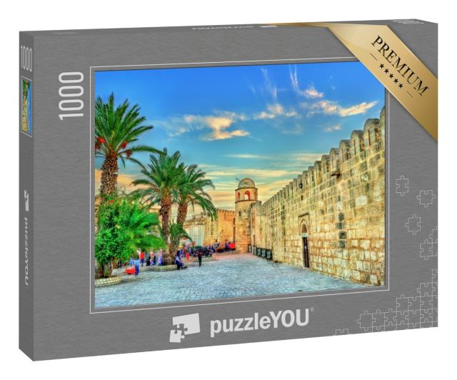 Puzzle 1000 Teile „Mauern und Minarett der Großen Moschee von Sousse, UNESCO-Weltkulturerbe, Tunesien“