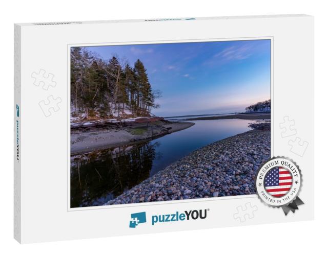 Tidal River in Maine At Low Tide During Sunset... Jigsaw Puzzle