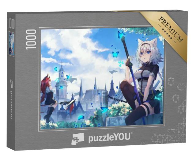 Puzzel 1000 stukjes „Anime meisje in de stijl van een kat“