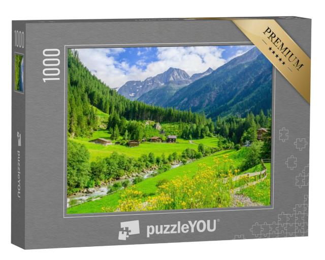 Puzzel 1000 stukjes „Groene weiden in de Zillertaler Alpen, Oostenrijk“