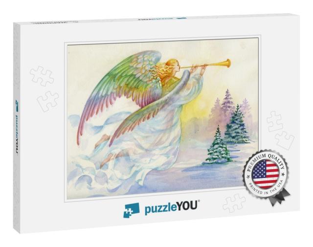 Merry Christmas & New Year Greeting Card with Beautiful A... Jigsaw Puzzle