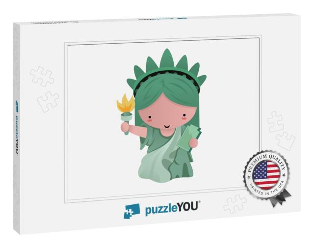 Cute American Dreams Liberty Statue Character... Jigsaw Puzzle